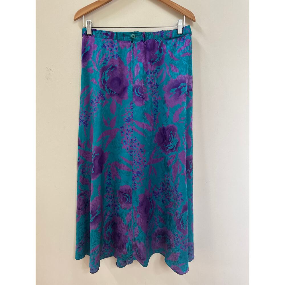 Vintage Nora Noh Silk Skirt Maxi Length 80s Retro Size 16 Boho Festival - Picture 2 of 3